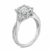 Thumbnail Image 1 of 3/4 CT. T.W. Diamond Cluster Criss-Cross Shank Engagement Ring in 14K White Gold