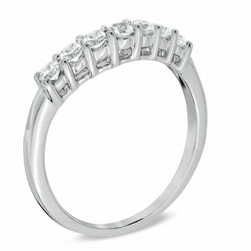 Main Image 2 of 1/2 CT. T.W. Diamond Contour Wedding Band in 14K White Gold