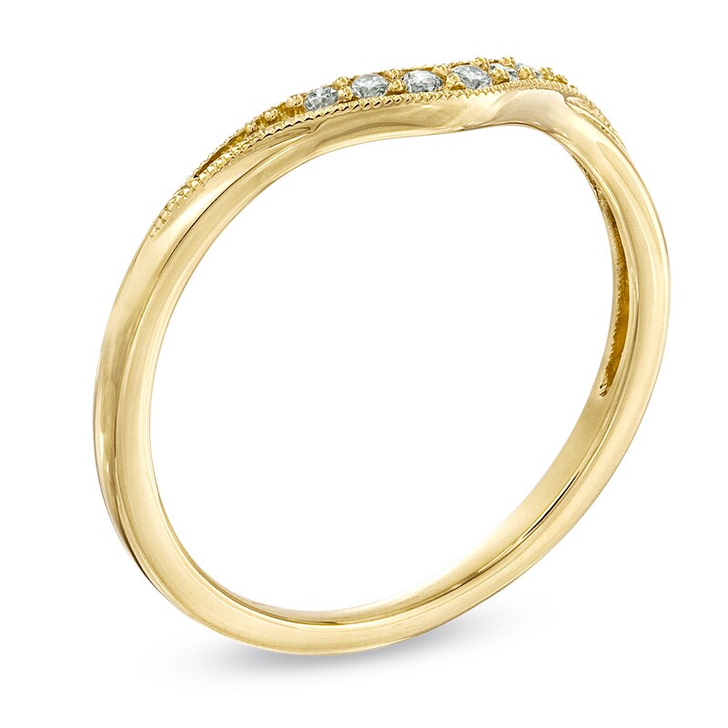 Diamond Accent Contour Wedding Band in 14K Gold