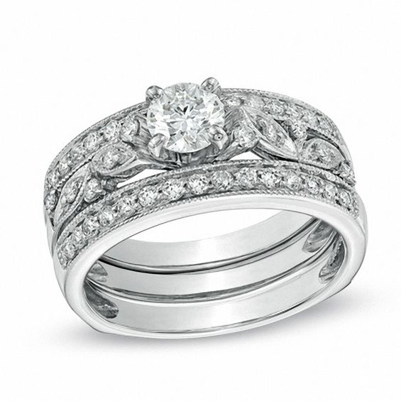 1 CT. T.w. Diamond Vine Bridal Set in 14K White Gold