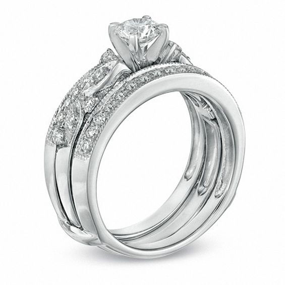 1 CT. T.w. Diamond Vine Bridal Set in 14K White Gold