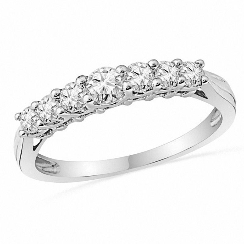 Main Image 1 of 1/2 CT. T.W. Diamond Wedding Band in 10K White Gold
