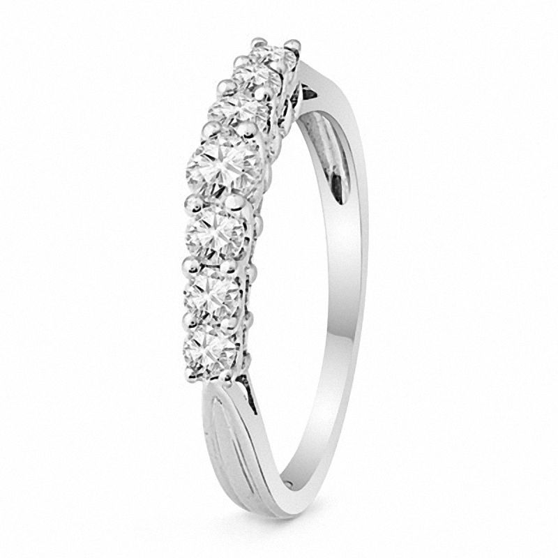 Main Image 3 of 1/2 CT. T.W. Diamond Wedding Band in 10K White Gold