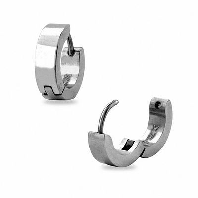 Stainless Steel Huggie Hoop Earrings | Zales