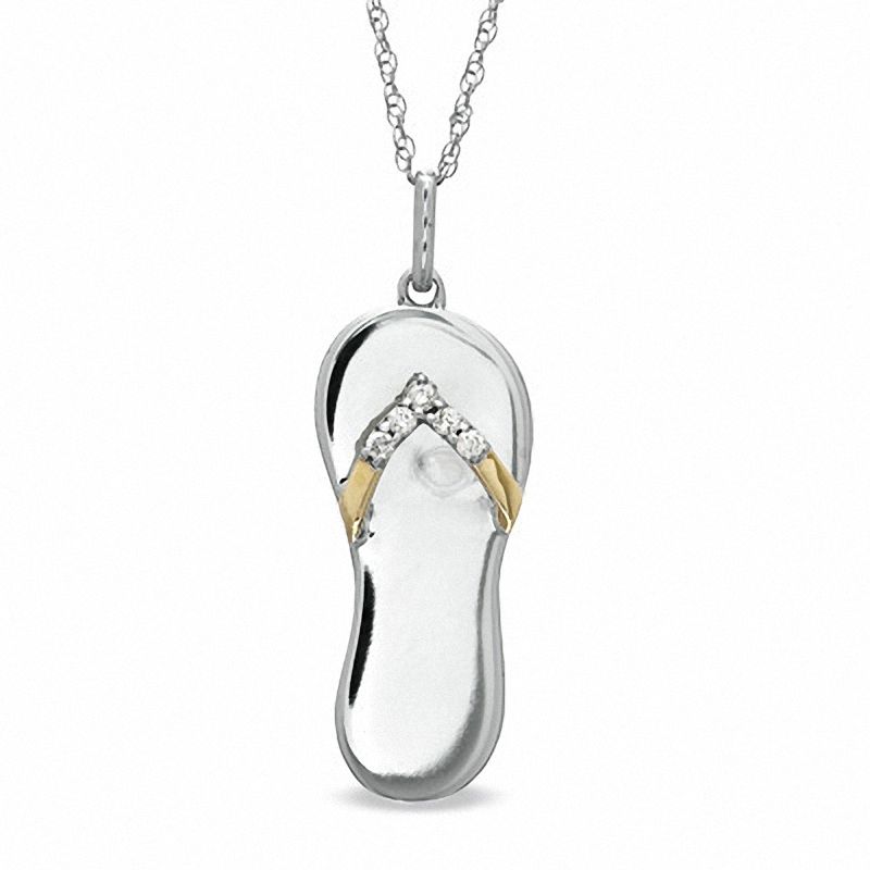 Diamond Accent Sandal Pendant in 10K Two-Tone Gold