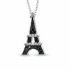 Thumbnail Image 0 of 1/10 CT. T.W. Enhanced Black and White Diamond Eiffel Tower Pendant in 10K White Gold