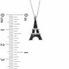 Thumbnail Image 1 of 1/10 CT. T.W. Enhanced Black and White Diamond Eiffel Tower Pendant in 10K White Gold