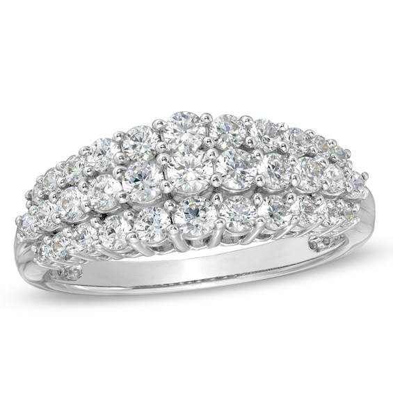 1 CT. T.w. Diamond Tapered Triple Row Anniversary Band in 10K White Gold