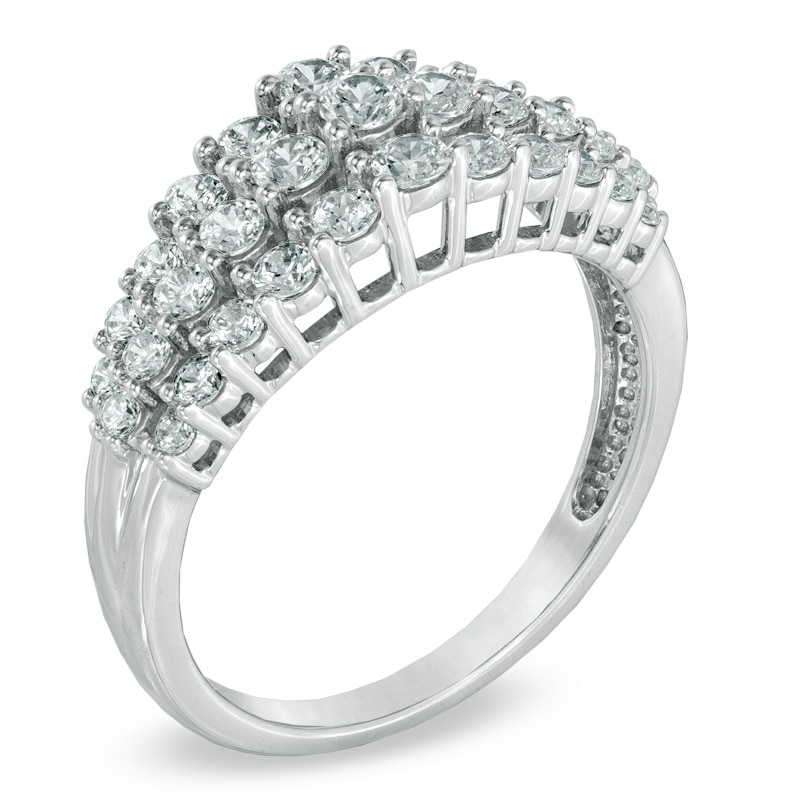 Main Image 2 of 1 CT. T.W. Diamond Tapered Triple Row Anniversary Band in 10K White Gold