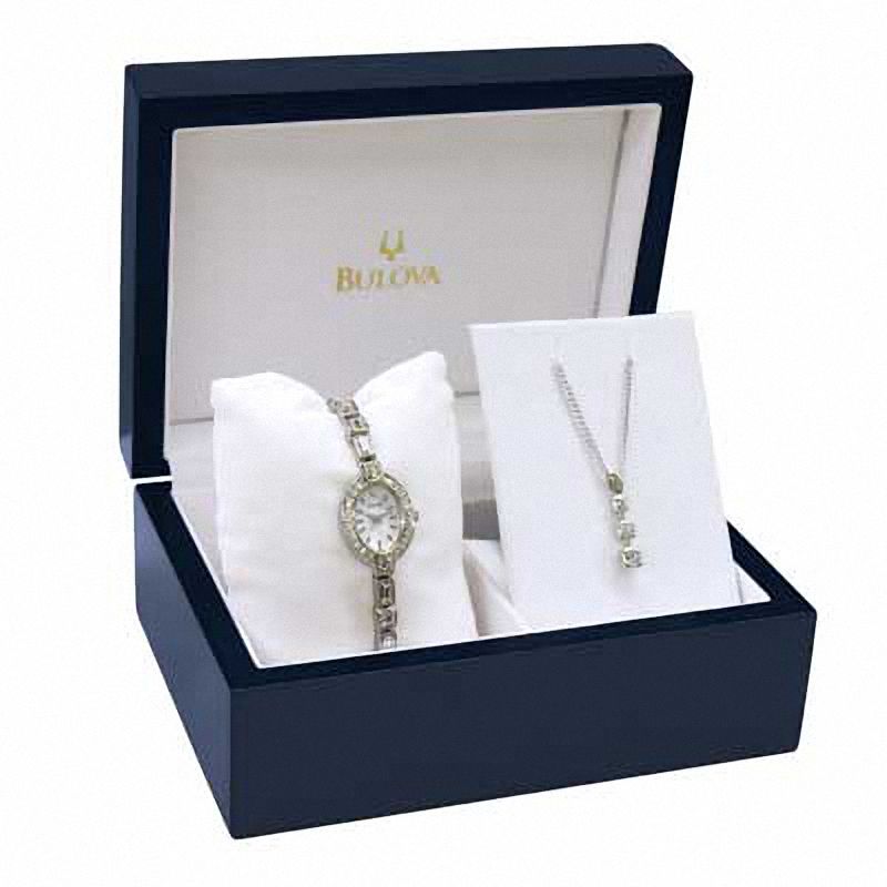 Main Image 1 of Ladies' Bulova Crystal Accented Watch and Pendant Set (Model: 96T49)
