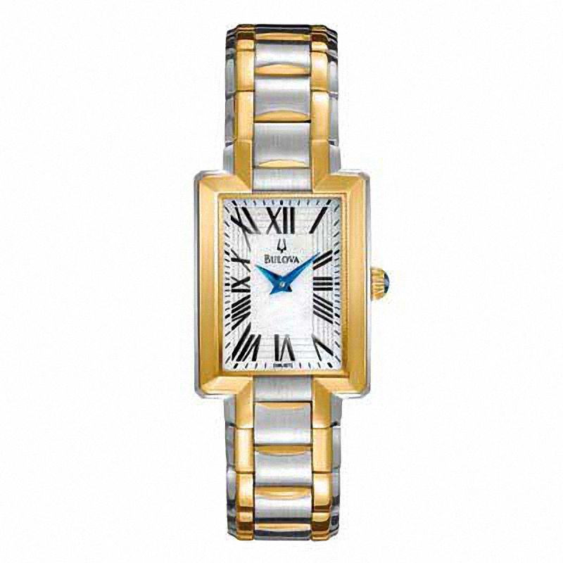 Main Image 1 of Ladies' Bulova Two-Tone Watch with Rectangular Mother-of-Pearl Dial (Model: 98L157)