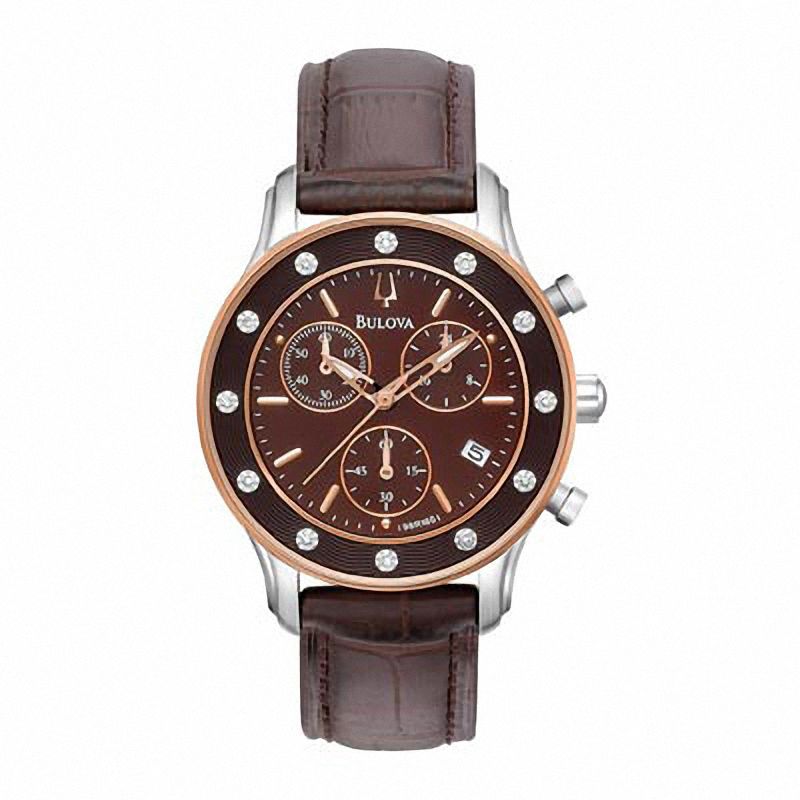 Main Image 1 of Ladies' Bulova Diamond Accent Watch with Brown Dial (Model: 98R160)