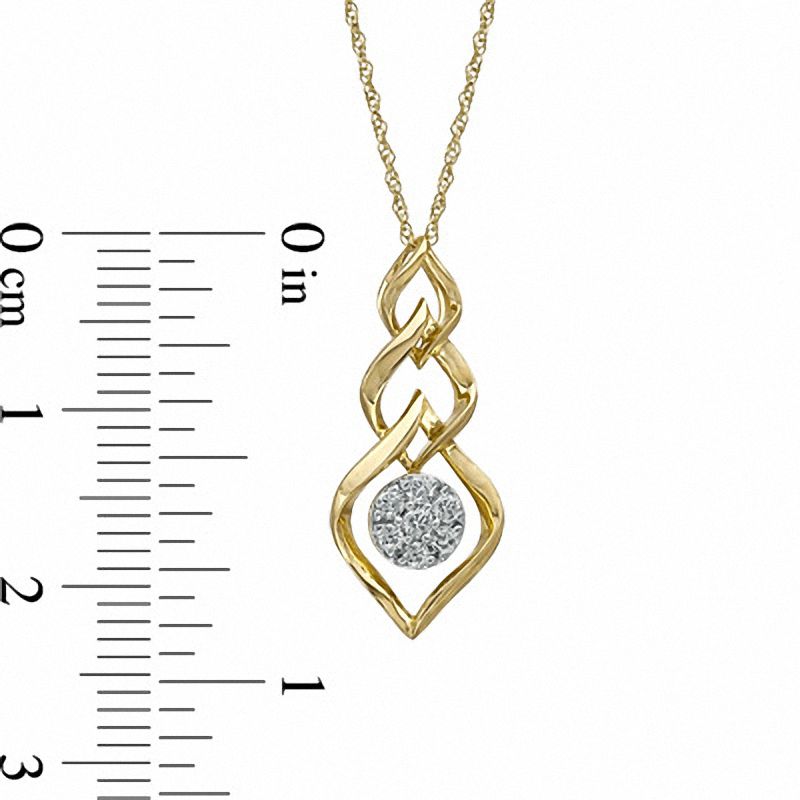 Main Image 2 of 1/8 CT. T.W. Diamond Cluster Triple Drop Pendant in 10K Gold