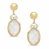 Thumbnail Image 0 of Oval Lab-Created Opal Drop Earrings in 14K Gold