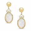 Thumbnail Image 1 of Oval Lab-Created Opal Drop Earrings in 14K Gold