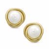 Thumbnail Image 1 of 6.0mm Freshwater Cultured Pearl Knot Earrings in 14K Gold