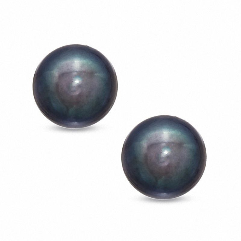 Main Image 1 of 7.5mm Steel Grey Freshwater Cultured Pearl Earrings in 14K White Gold