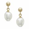 Thumbnail Image 0 of 7.0mm Cultured Freshwater Pearl Drop Earrings in 14K Gold