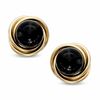 Thumbnail Image 1 of 6.0mm Onyx Knot Frame Earrings in 14K Gold
