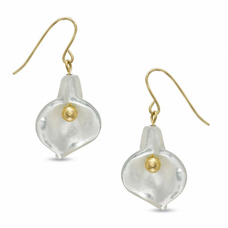 Main Image 1 of Mother-of-Pearl Flower Earrings in 14K Gold