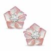 Thumbnail Image 1 of 10.0mm Light Pink Mother-of-Pearl and Crystal Flower Earrings in 14K Gold