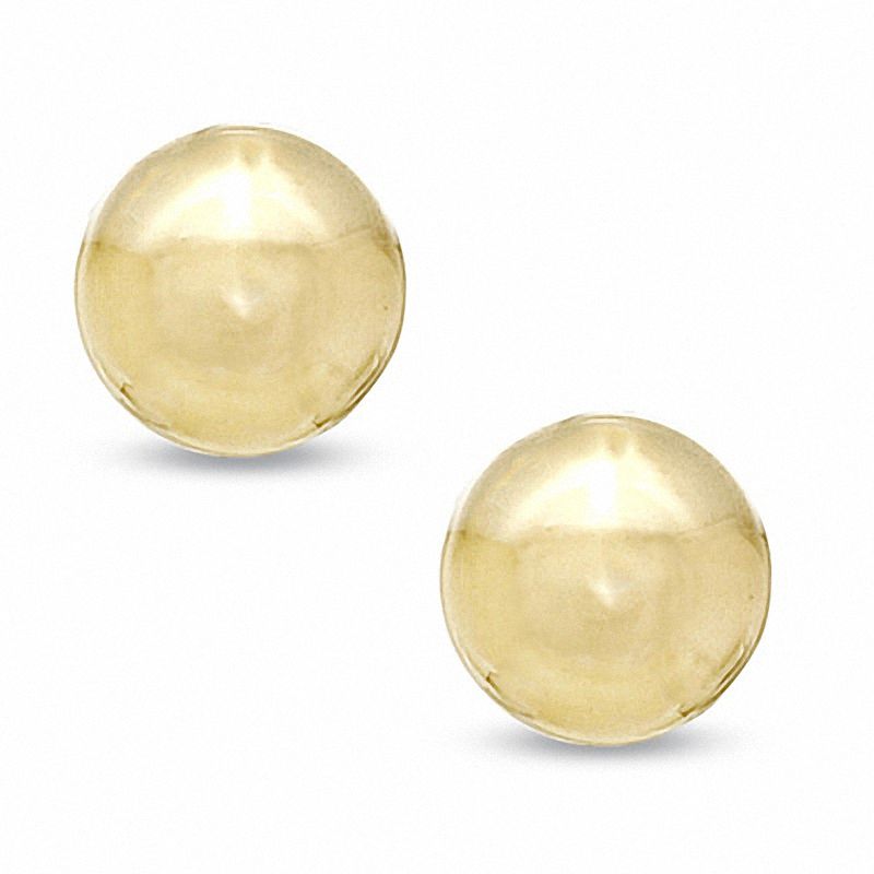 Main Image 1 of 10.0mm Polished Dome Button Earrings in 14K Gold