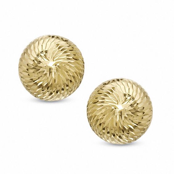 Dome Button Stud Earrings in 14K Gold