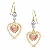 Thumbnail Image 0 of Triple Heart Drop Earrings in 14K Tri-Tone Gold