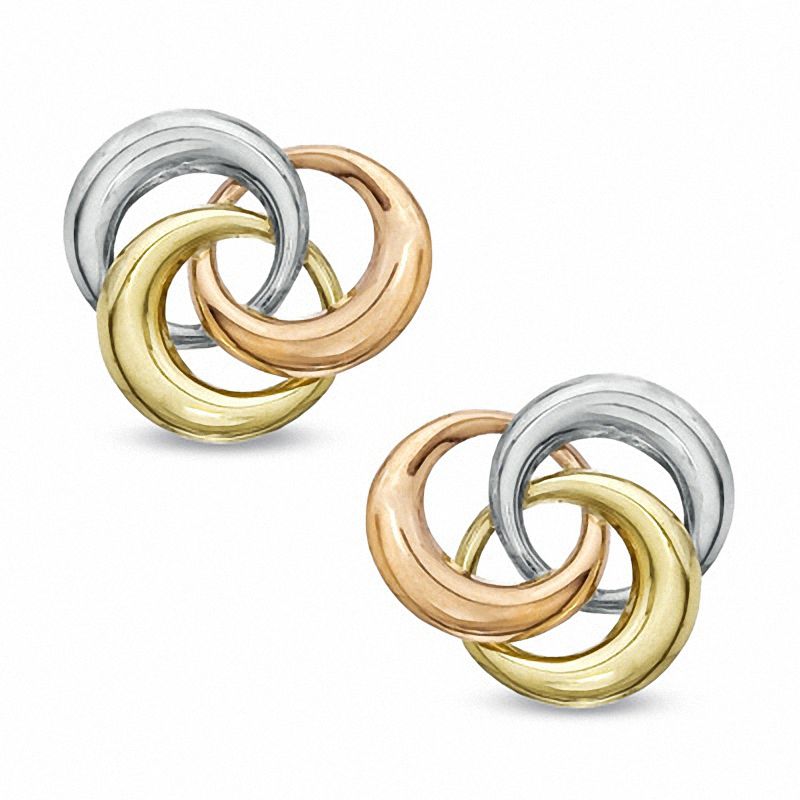 Main Image 1 of Swirl Earrings in Polished 14K Tri-Tone Gold