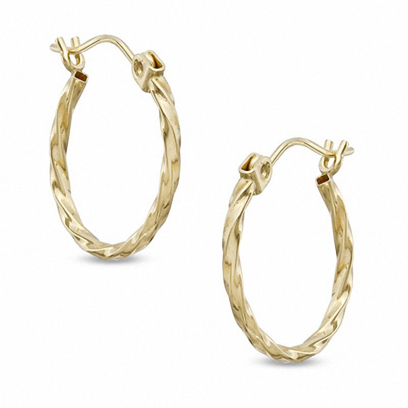 Main Image 1 of Twist Hoop Earrings in 14K Gold