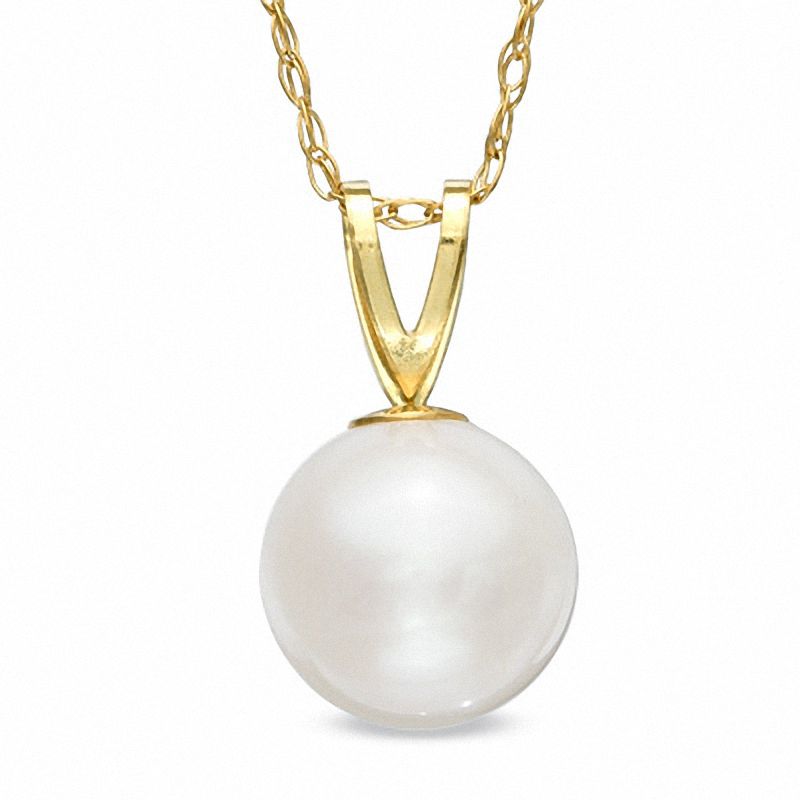 Main Image 1 of 7.5-8.0mm Freshwater Cultured Pearl Pendant in 14K Gold