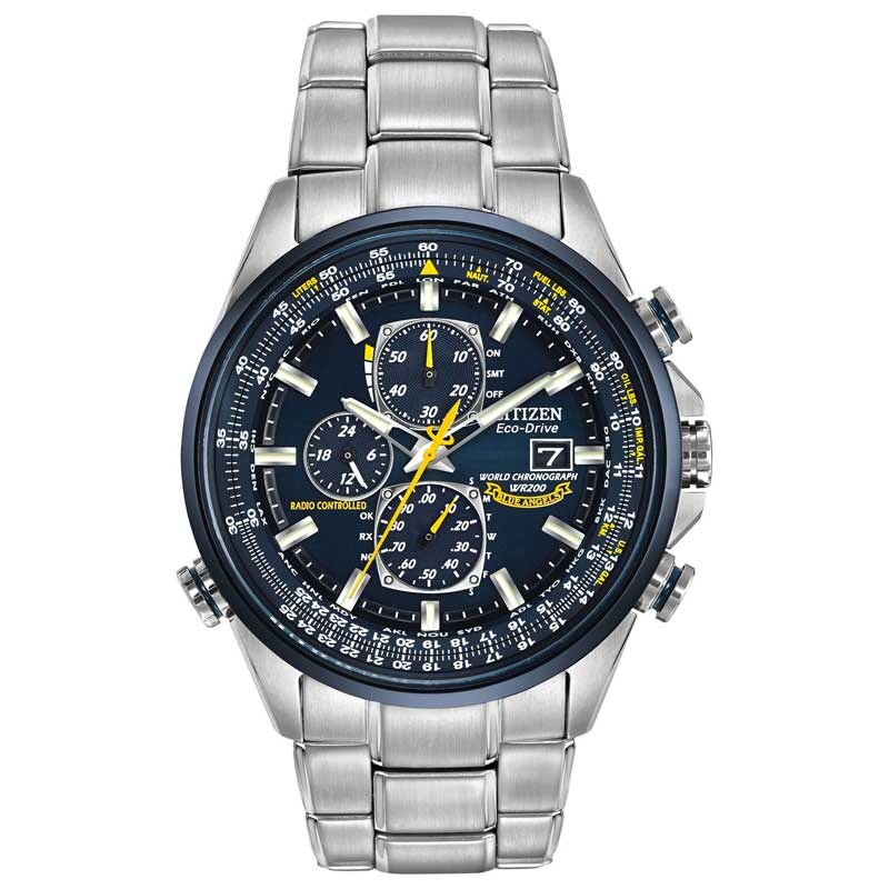 Main Image 1 of Men's Citizen Eco-Drive® Blue Angels World Chronograph A-T Watch with Blue Dial (Model: AT8020-54L)
