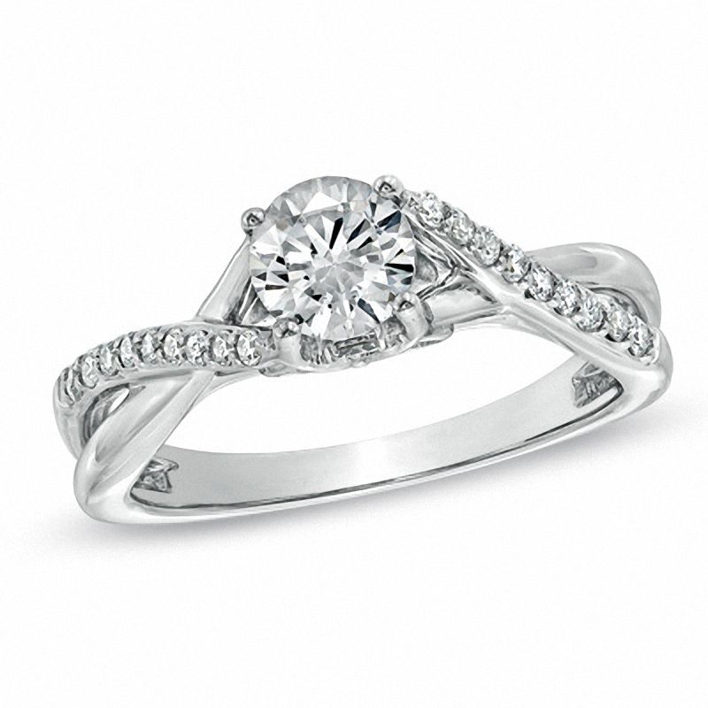 Main Image 1 of 1 CT. T.W. Diamond Twist Shank Engagement Ring in 14K White Gold