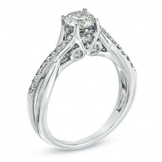 1 CT. T.w. Diamond Twist Shank Engagement Ring in 14K White Gold
