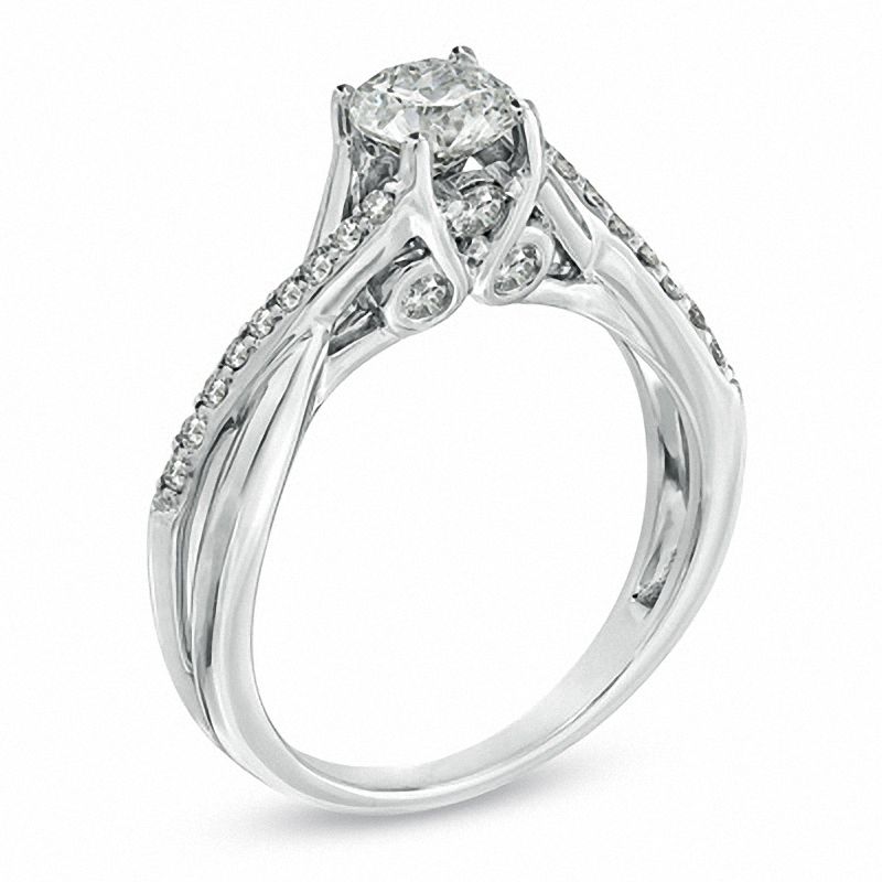 Main Image 2 of 1 CT. T.W. Diamond Twist Shank Engagement Ring in 14K White Gold