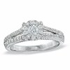 Thumbnail Image 0 of 3/4 CT. T.W. Diamond Cluster Split Shank Engagement Ring in 14K White Gold