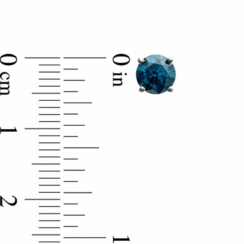 Main Image 2 of 1-1/2 CT. T.W. Enhanced Blue Diamond Solitaire Stud Earrings in 14K White Gold