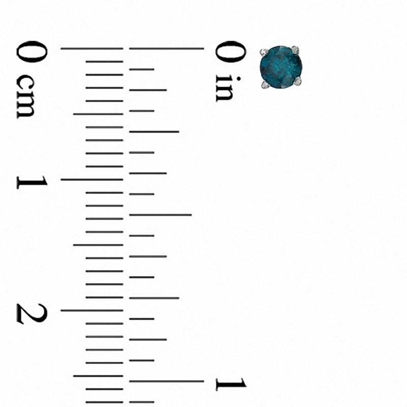 Main Image 2 of 1/4 CT. T.W. Enhanced Blue Diamond Solitaire Stud Earrings in 14K White Gold