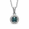 Thumbnail Image 1 of 1/4 CT. T.W. Enhanced Blue and White Diamond Frame Pendant in 14K White Gold