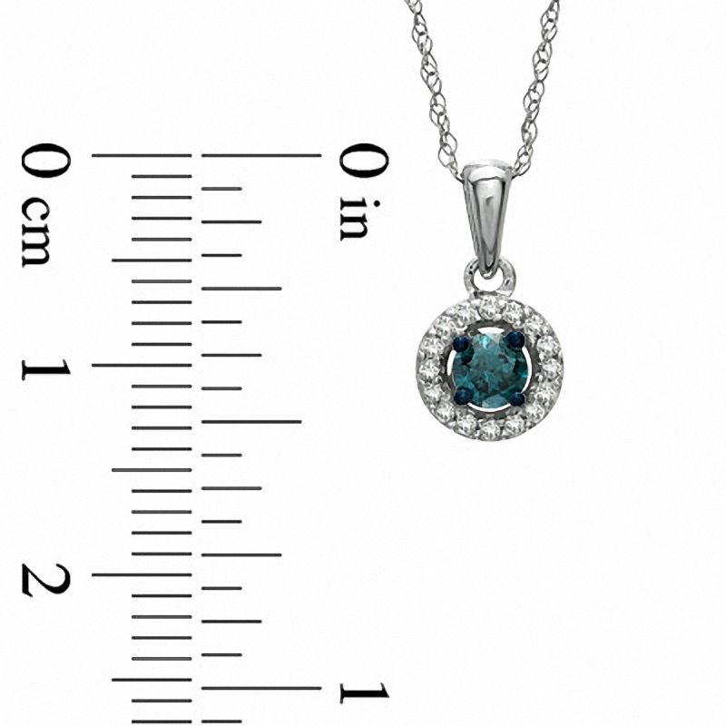 Main Image 2 of 1/4 CT. T.W. Enhanced Blue and White Diamond Frame Pendant in 14K White Gold