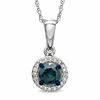 Thumbnail Image 1 of 1/2 CT. T.W. Enhanced Blue and White Diamond Frame Pendant in 14K White Gold