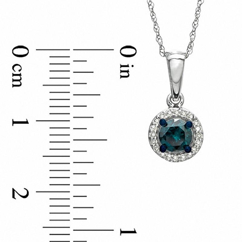Main Image 2 of 1/2 CT. T.W. Enhanced Blue and White Diamond Frame Pendant in 14K White Gold