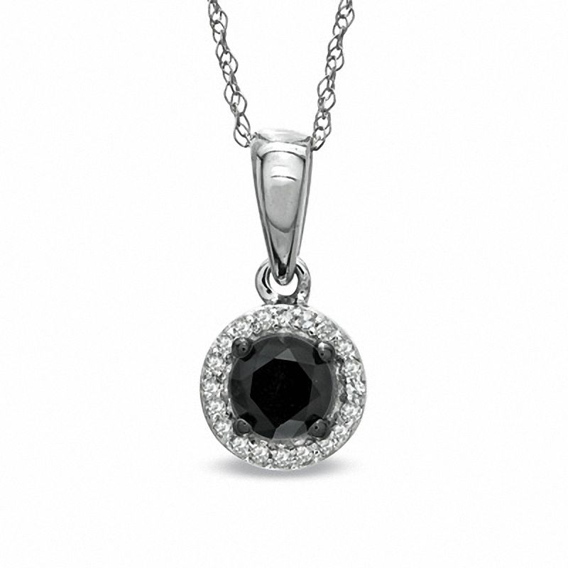 Main Image 1 of 1/2 CT. T.W. Enhanced Black and White Diamond Frame Pendant in 14K White Gold