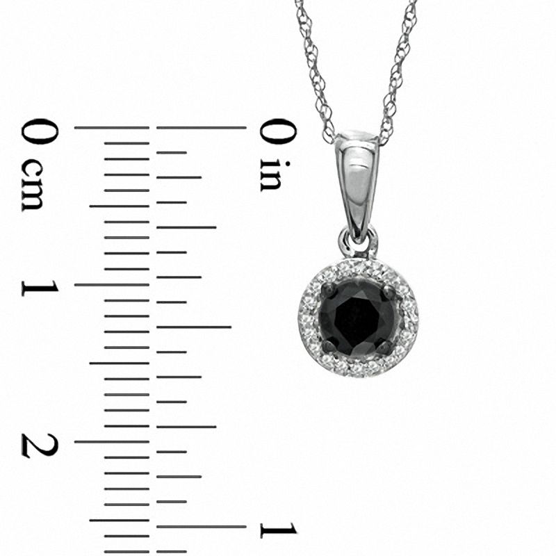Main Image 2 of 1/2 CT. T.W. Enhanced Black and White Diamond Frame Pendant in 14K White Gold