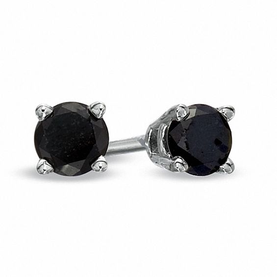 1/4 CT. T.w. Black Diamond Solitaire Stud Earrings in 14K White Gold