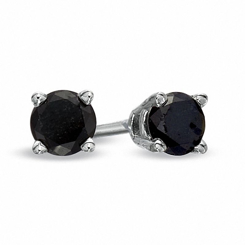 Main Image 1 of 1/4 CT. T.W. Black Diamond Solitaire Stud Earrings in 14K White Gold