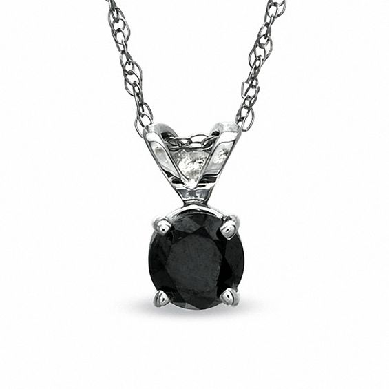 1/2 CT. Black Diamond Solitaire Pendant in 14K White Gold