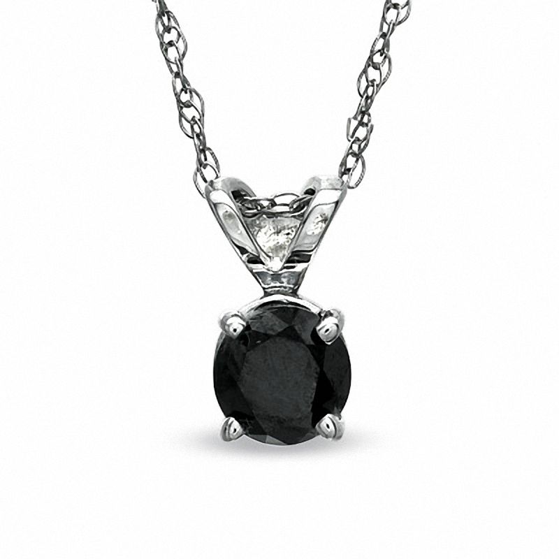 Main Image 1 of 1/2 CT. Black Diamond Solitaire Pendant in 14K White Gold