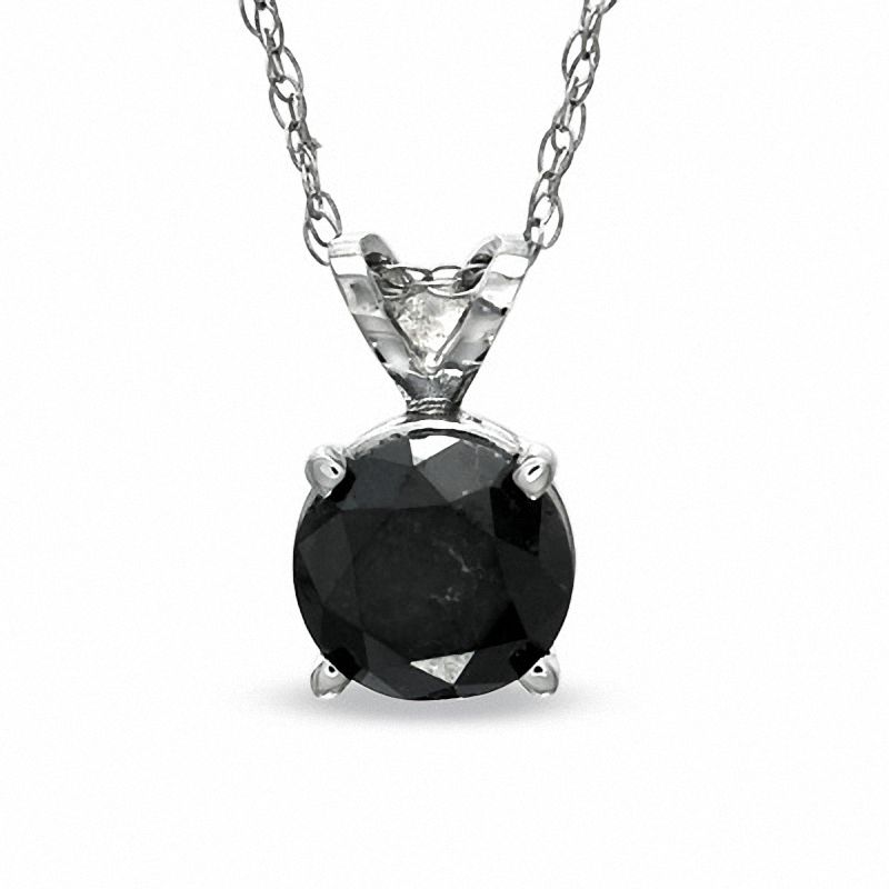 Main Image 1 of 1 CT. Black Diamond Solitaire Pendant in 14K White Gold