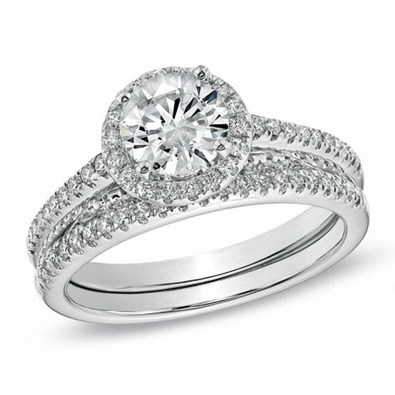 1-1/2 CT. T.w. Certified Diamond Bridal Set in 14K White Gold (I/I1)